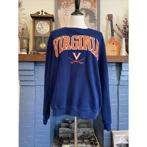 Vintage Virginia Embroidered Sweatshirt Adult L Crewneck Cavaliers Fuzzy